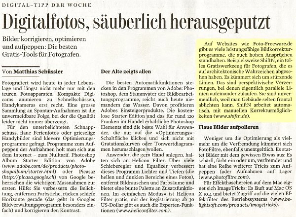 Tages-Anzeiger, 15.01.2007, Seite 54